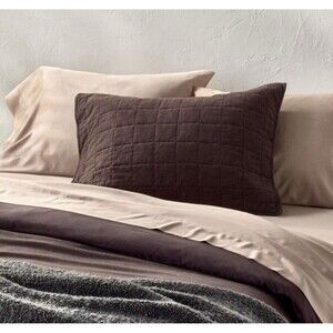 Set Of 2- King Heavyweight Linen Blend Quilt Sham DarkFig - Casaluna NEW